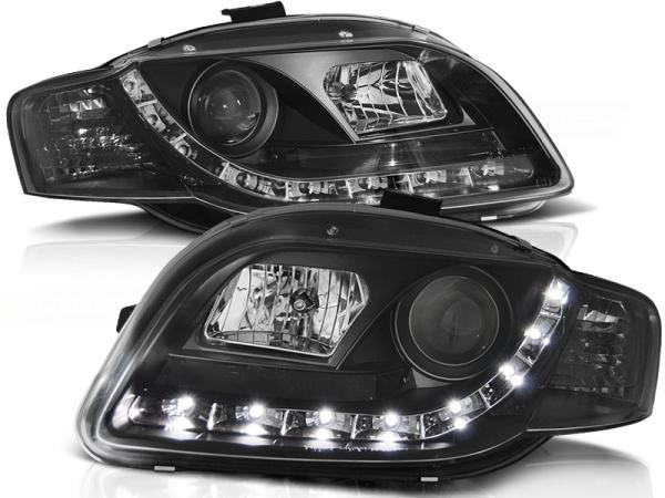 LED Tagfahrlicht Design Scheinwerfer für Audi A4 B7 05-08 schwarz